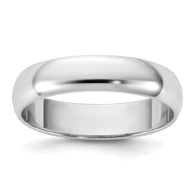 14K White Gold Half Round Wedding Band