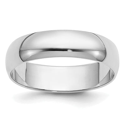 14K White Gold Half Round Wedding Band