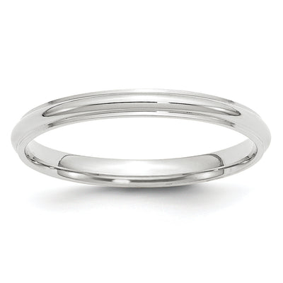 14K White Gold Half Round with Edge Wedding Band