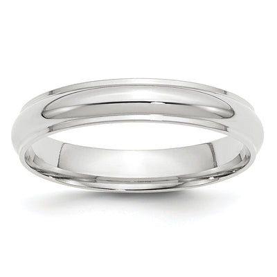 14K White Gold Half Round with Edge Wedding Band