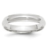 14k White Gold Half Round with Edge Wedding Band Size 4.5