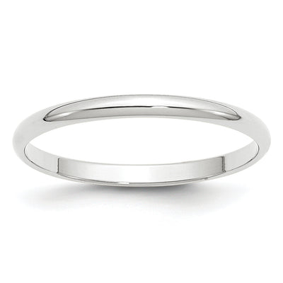 14K White Gold Lightweight Half Round Band