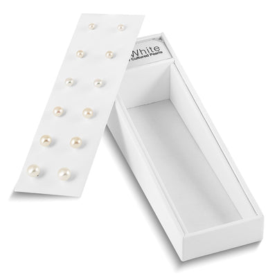 14K White Freshwater Cultured Button Pearl Stud Posts Plus Display Kit
