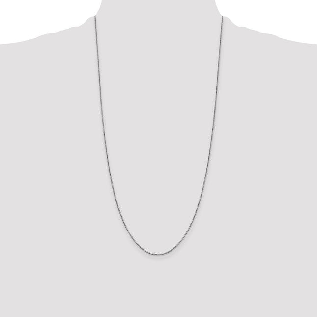 14K White Gold Box with Lobster Clasp Bracelet, 7 x 0.9mm