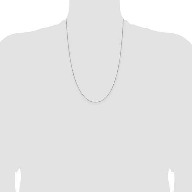 14K White Gold Box with Lobster Clasp Chain, 13 x 0.5mm