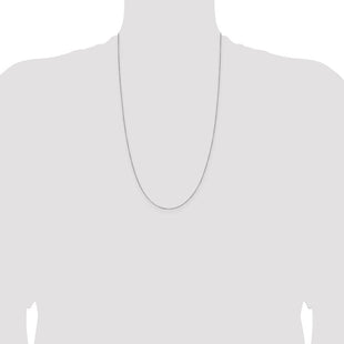 14K White Gold Box with Lobster Clasp Chain (Style WLB040L-26)