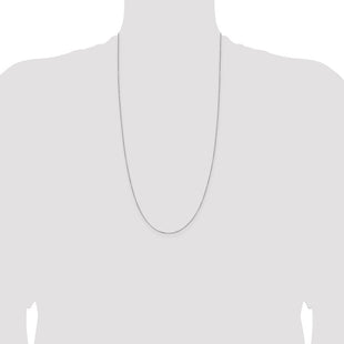 14K White Gold Box with Lobster Clasp Chain (Style WLB040L-28)