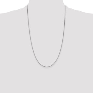 14K White Gold Box with Lobster Clasp Chain (Style WLB110-26)