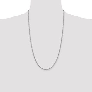 14K White Gold Box with Lobster Clasp Chain (Style WLB200-26)