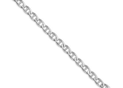14K White Gold Hand Polished Fancy Anchor Link with Fancy Lobster Clasp Bracelet, 1 x 9mm