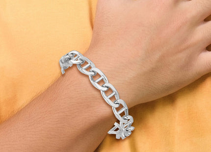 14K white gold anchor link anchor bracelet, further view