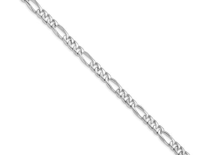 14K White Gold Hand Polished Figaro Link with Fancy Lobster Clasp Bracelet (Style WLK107-8)