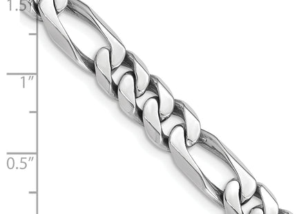 14K White Gold Hand Polished Figaro Link with Fancy Lobster Clasp Chain (per inch), 1 x 8mm