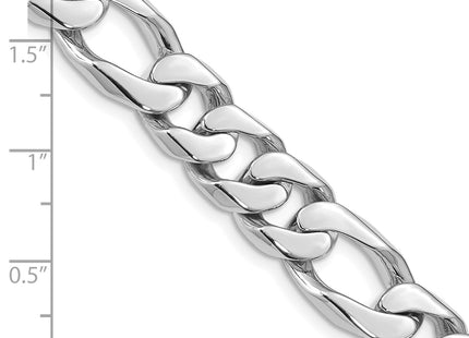 14K White Gold Hand Polished Figaro Link with Box Catch Clasp Chain (per inch), 1 x 10mm