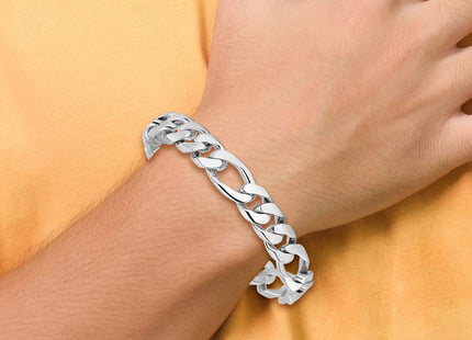 14K white gold figaro link chain, further view