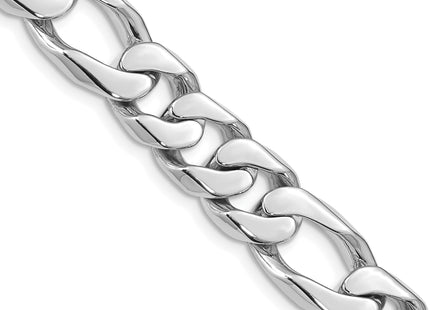 14K White Gold Hand Polished Figaro Link with Box Catch Clasp Chain (per inch), 1 x 10mm