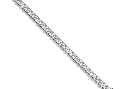 14K White Gold Hand Polished Rounded Curb Link with Box Catch Clasp Bracelet, 1 x 9.6mm