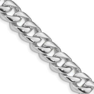 14K White Gold Hand Polished Rounded Curb Link with Box Catch Clasp Chain (per inch) (Style WLK126)