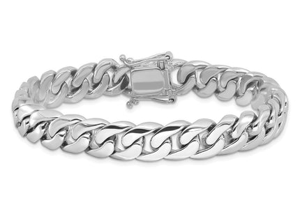 14K white gold curb link bracelet, another view