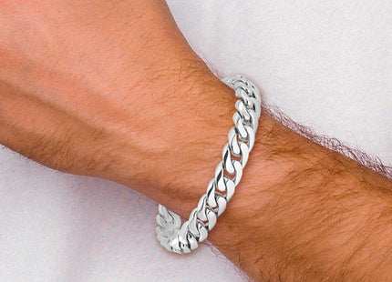 14K white gold curb link bracelet, further view