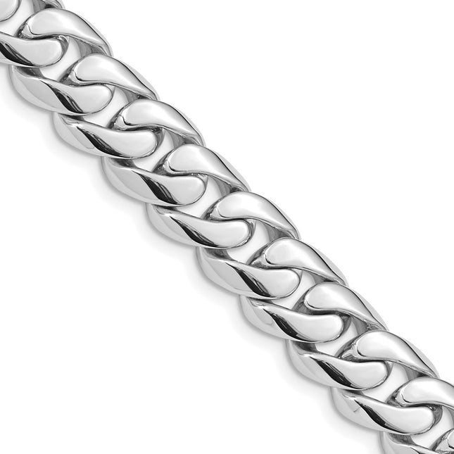 14K White Gold Hand Polished Rounded Curb Link with Box Catch Clasp Chain (per inch), 1 x 10.8mm
