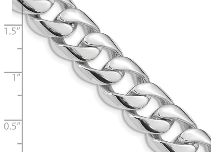 14K White Gold Hand Polished Rounded Curb Link with Box Catch Clasp Chain (per inch), 1 x 13.4mm