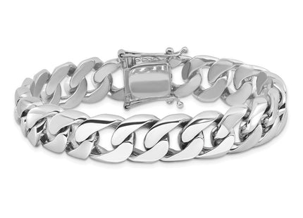 14K white gold curb link chain, another view