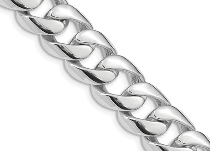 14K White Gold Hand Polished Rounded Curb Link with Box Catch Clasp Chain (per inch), 1 x 13.4mm