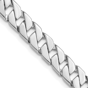 14K White Gold Hand Polished Fancy Link with Fancy Lobster Clasp Chain (per inch) (Style WLK149)