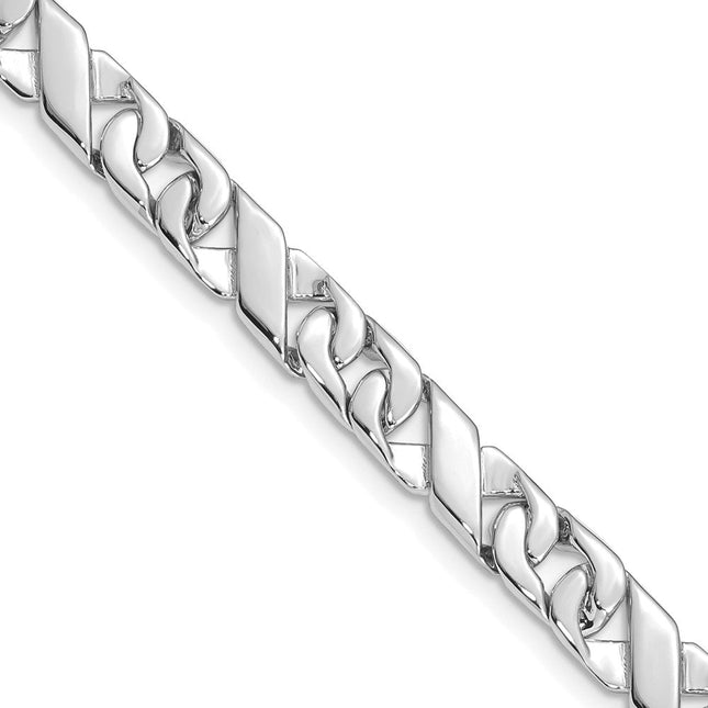 14K White Gold Hand Polished Fancy Link with Fancy Lobster Clasp Chain, 18 x 6.7mm
