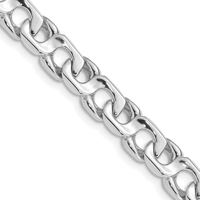 14K White Gold Hand Polished Fancy Link with Fancy Lobster Clasp Chain, 20 x 7.4mm
