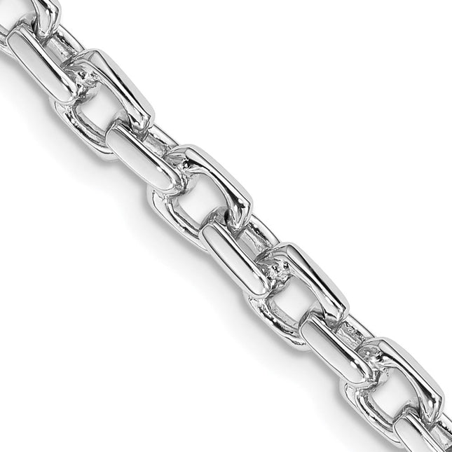 14K White Gold Hand Polished Fancy Link with Fancy Lobster Clasp Chain, 18 x 4.6mm