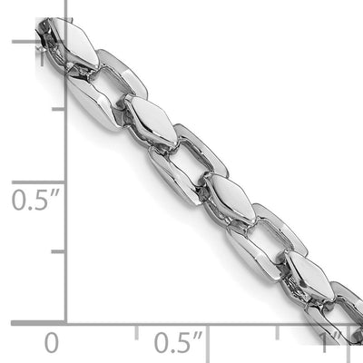 14K White Gold Hand Polished Fancy Link with Fancy Lobster Clasp Chain, 18 x 4.5mm