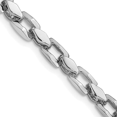 14K White Gold Hand Polished Fancy Link with Fancy Lobster Clasp Chain, 18 x 4.5mm