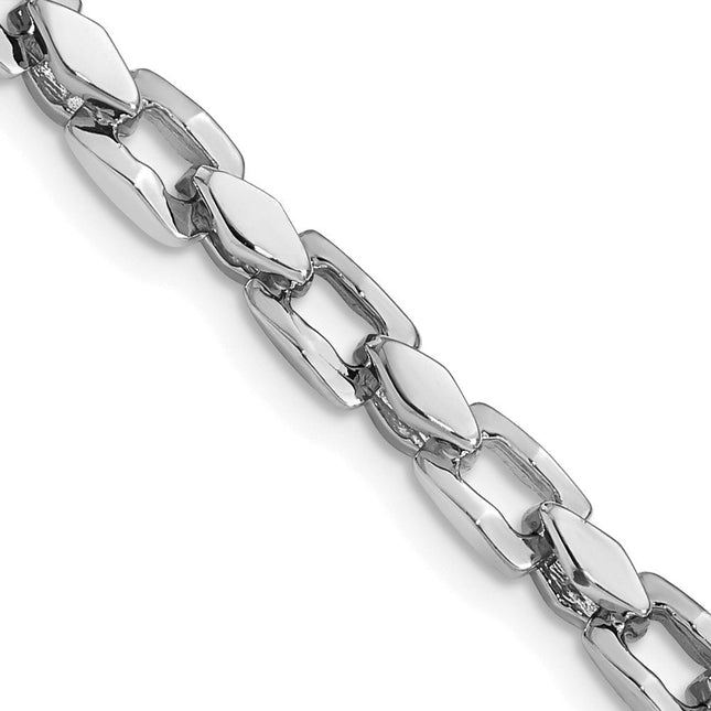 14K White Gold Hand Polished Fancy Link with Fancy Lobster Clasp Chain, 18 x 4.5mm