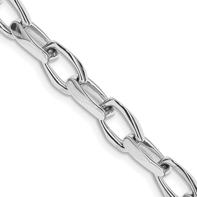 14K White Gold Hand Polished Open Link with Fancy Lobster Clasp Bracelet