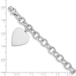 14K White Gold Engravable Solid Dangle Heart Charm and Solid Polished Link, 7.5 x 28mm view