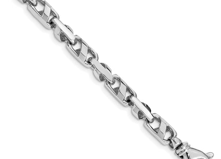 14K White Gold Fancy Link with Fancy Lobster Clasp Bracelet, 1 x 5.5mm