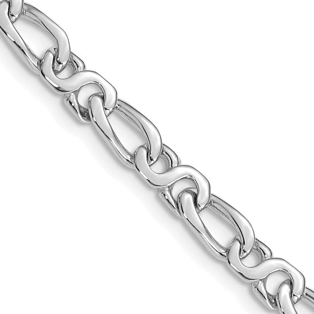 14K White Gold Hand Polished Fancy Link with Fancy Lobster Clasp Chain, 18 x 4.8mm
