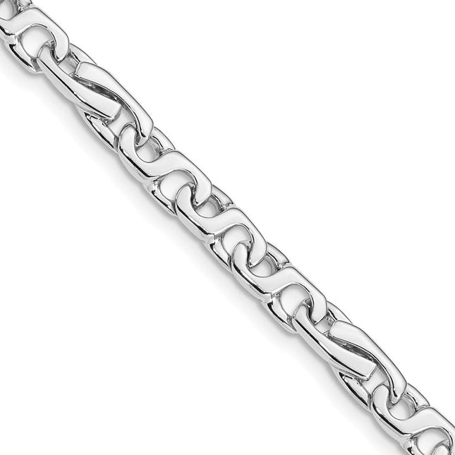14K White Gold Hand Polished Fancy Link with Fancy Lobster Clasp Chain, 18 x 5.8mm