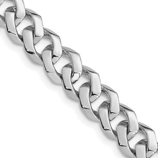 14K White Gold Hand Polished Fancy Link with Fancy Lobster Clasp Chain (per inch) (Style WLK375)
