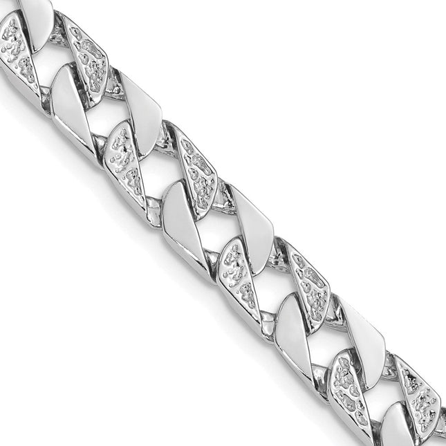 14K White Gold Hand Polished Fancy Link with Fancy Lobster Clasp Chain (per inch), 1 x 7.5mm