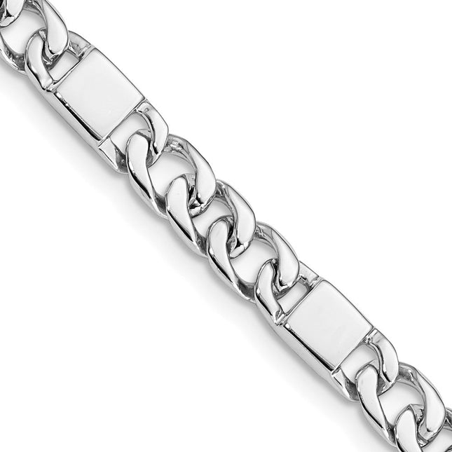 14K White Gold Hand Polished Fancy Link with Fancy Lobster Clasp Chain, 18 x 5.6mm