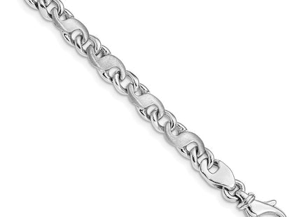 14K White Gold Hand Polished and Satin Fancy S-Link with Fancy Lobster Clasp Bracelet (Style WLK400-8)