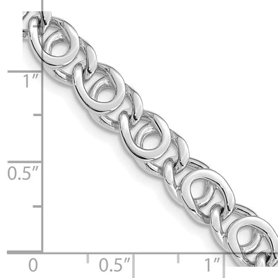 14K White Gold Hand Polished Fancy Link with Fancy Lobster Clasp Chain, 18 x 7mm