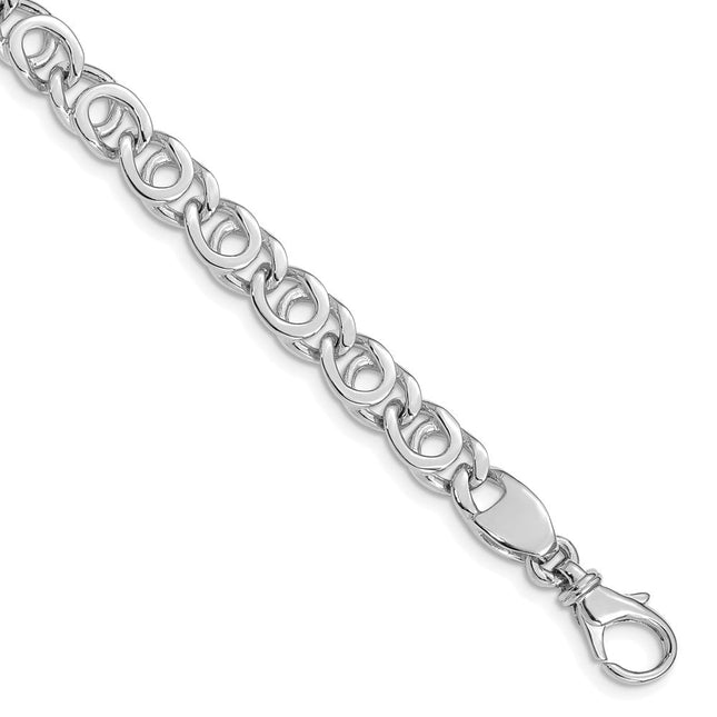 14K White Gold 8. Hand Polished Fancy Link with Fancy Lobster Clasp Bracelet, 20 x 7.2mm
