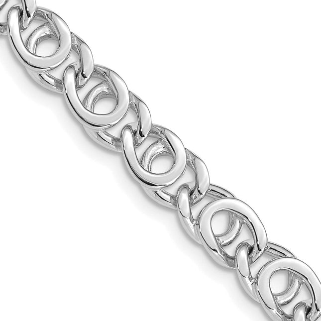 14K White Gold Hand Polished Fancy Link with Fancy Lobster Clasp Chain, 18 x 7mm