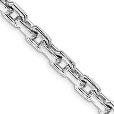 14K White Gold Hand Polished Fancy Link with Lobster Clasp Chain, 20 x 5.3mm