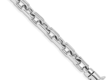 14K White Gold 8. Hand Polished Fancy Link with Lobster Clasp Bracelet (Style WLK440-8.5)