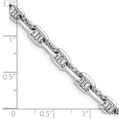 14K White Gold Hand Polished Fancy Link with Lobster Clasp Chain, 18 x 5.1mm